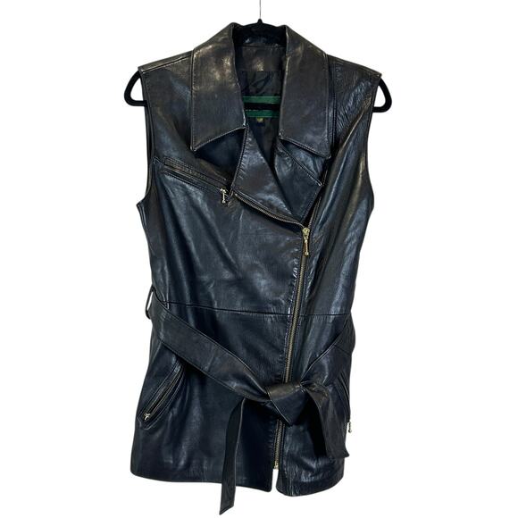Danier Buttery Soft Leather Asymmetrical Zip Vest w/ Belt Women's XS - Picture 1 of 11